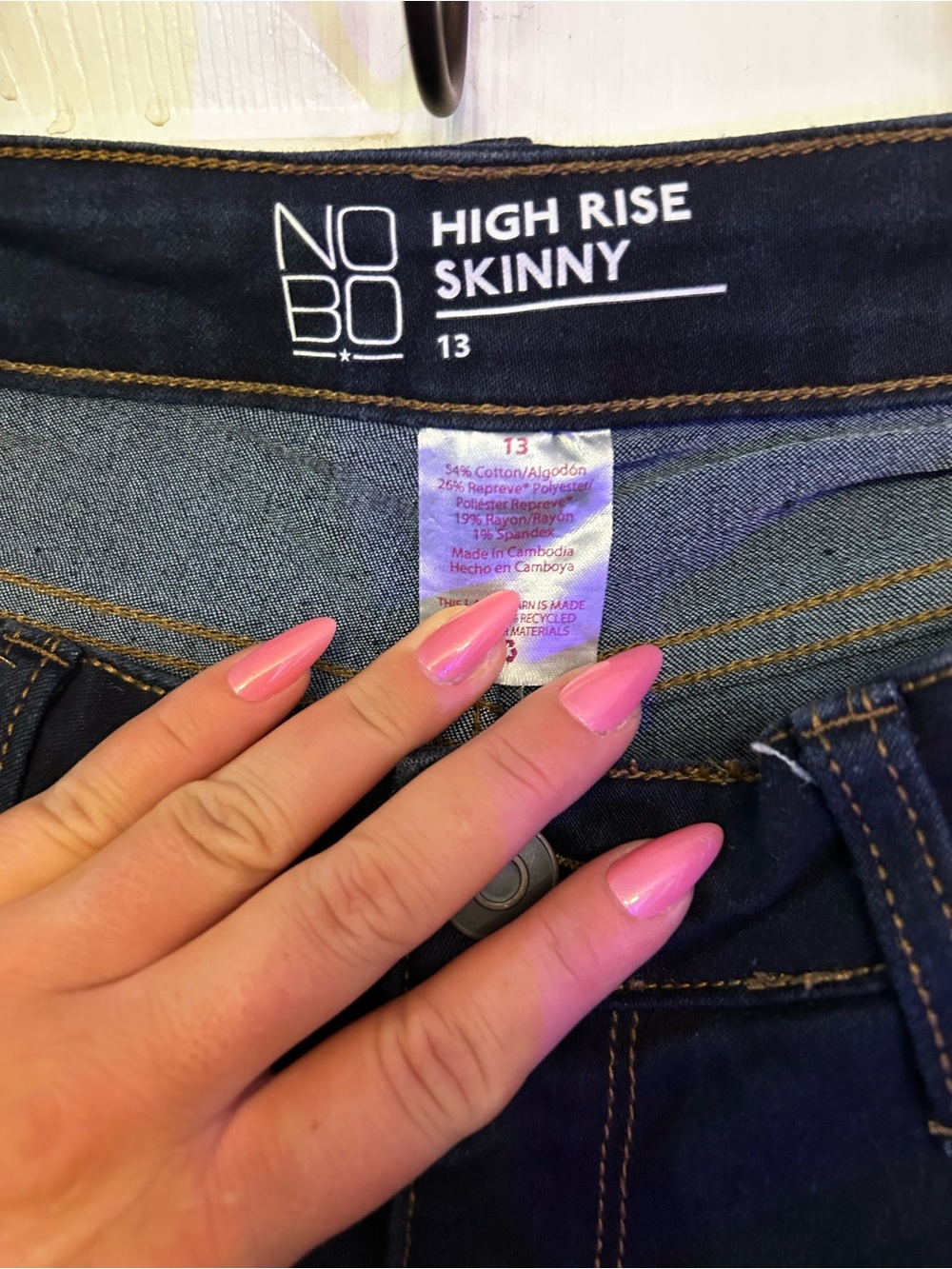 NOBO High-Rise Black Stretch Jeans with Contrast Stitching - Picture 2 of 4